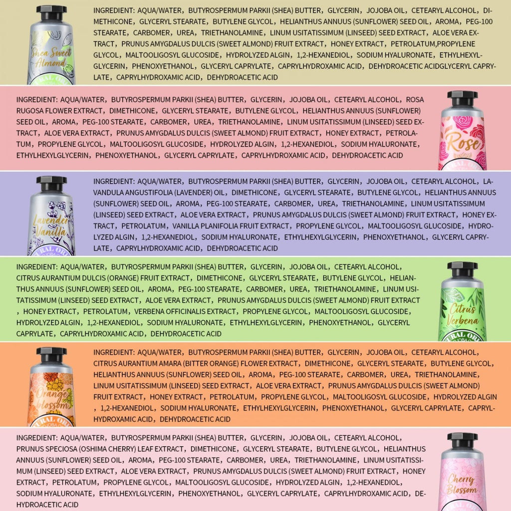 6 x 1OZ Shea Butter Hand Cream Gift Set,Instant Soothing Moisturizing Hand Cream
