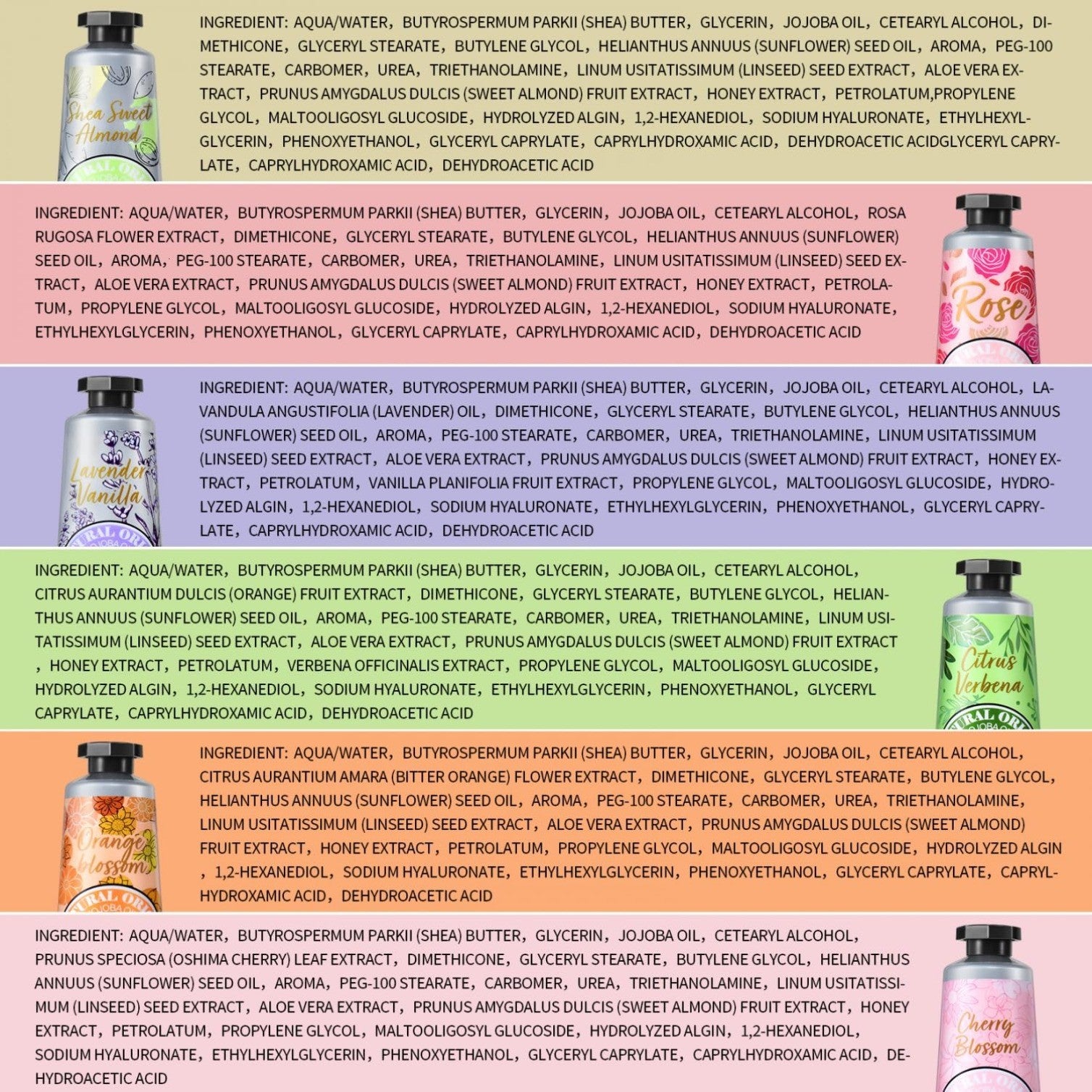 6 x 1OZ Shea Butter Hand Cream Gift Set,Instant Soothing Moisturizing Hand Cream