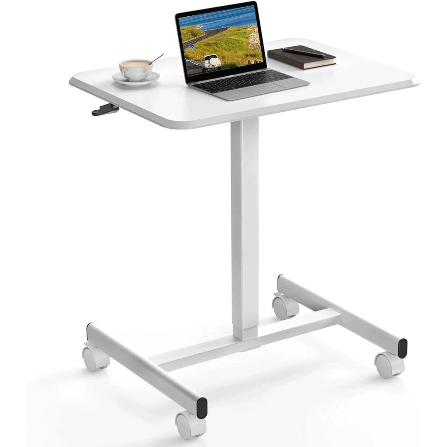 Mobile Standing Desk, Height Adjustable Rolling Cart with Wheels for Home Office
