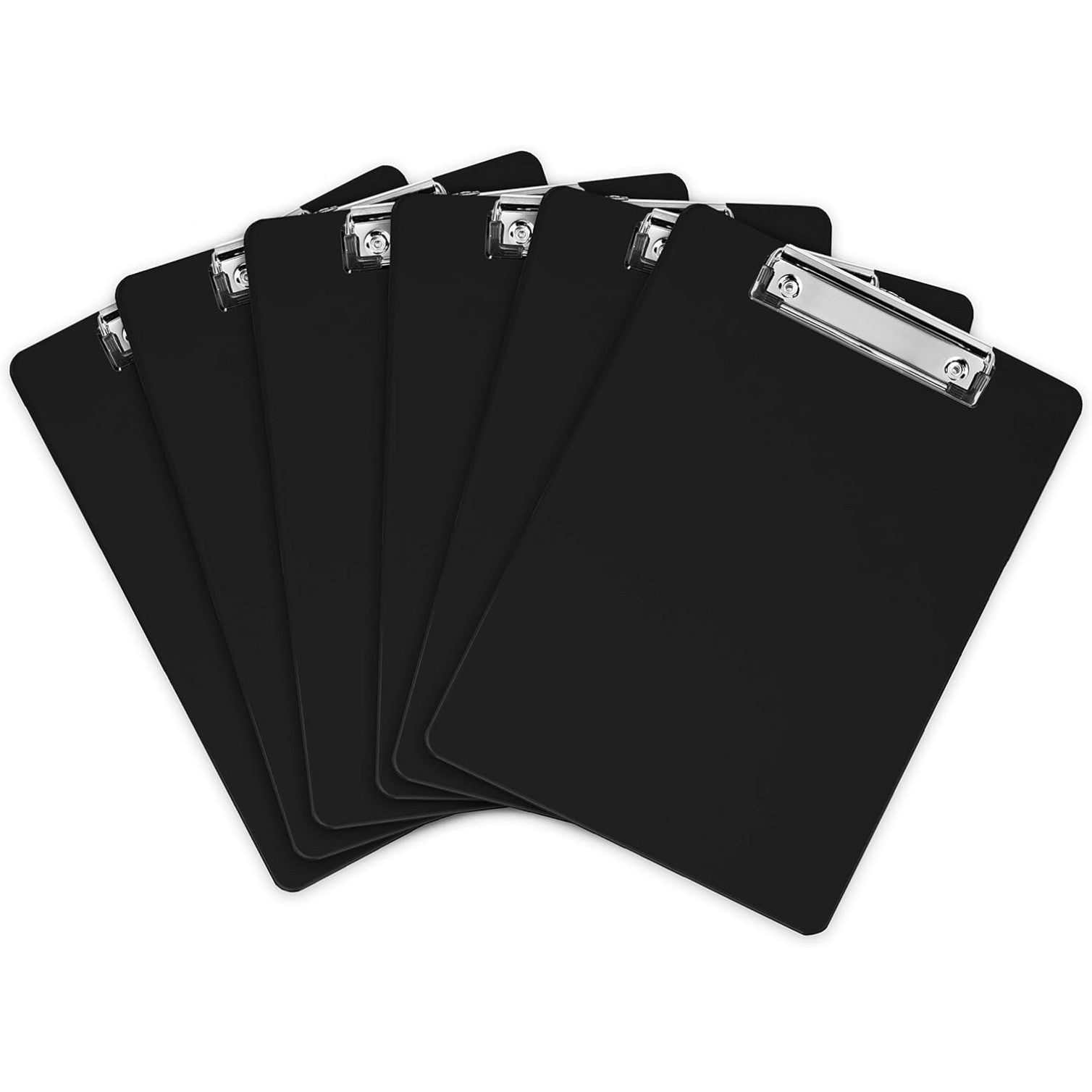 Set of 6 Black Plastic Clipboards-12.5x9 Inch Clipboard Holds 100 Sheets