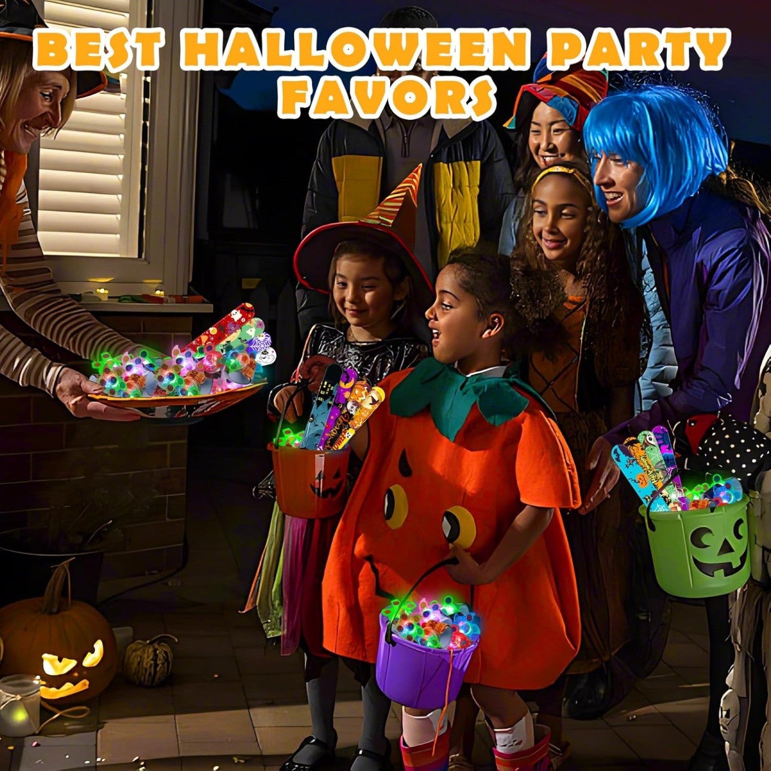 24 Pack Halloween Light Up Slap Bracelets Party Favors for Kids
