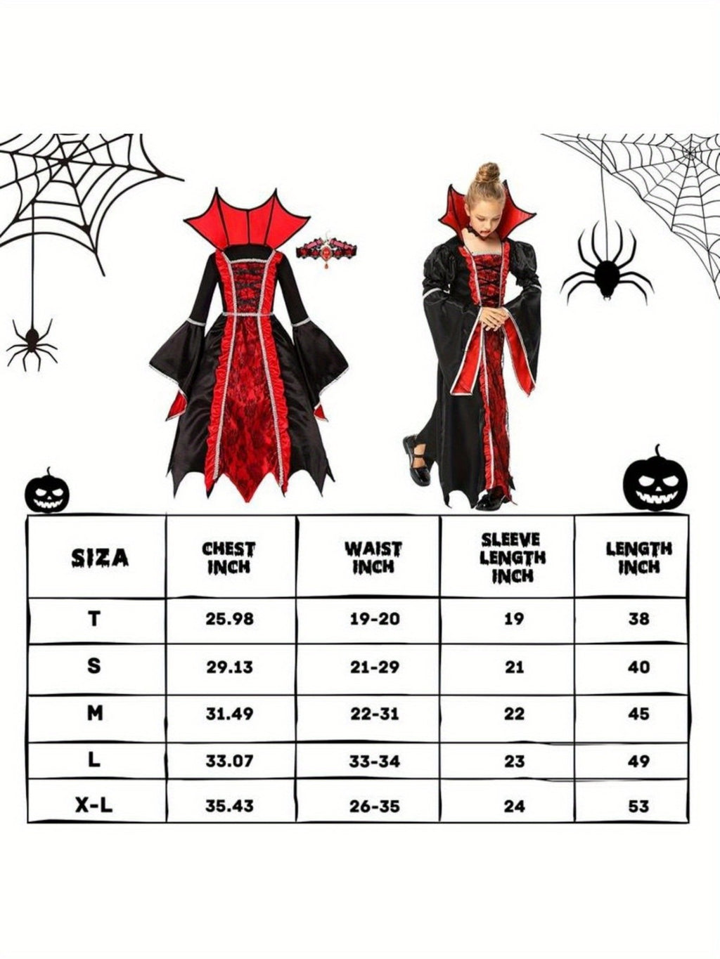 Royal Vampire Costume Girls - Deluxe Gothic Victorian Vampiress Halloween Party