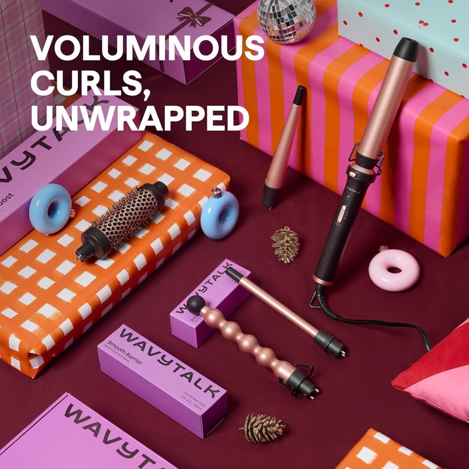 5 in 1 Multi Curling Wand Set with Thermal Brush and 4 Ceramic Curling Wand