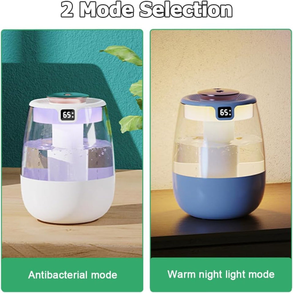 Double Spray Humidifier,1L Silent USB Digital Display Humidifier w/2 Mist Modes