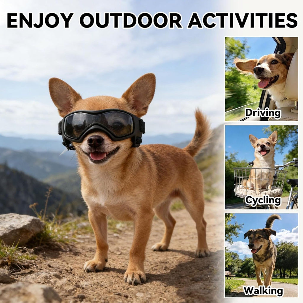 Dog Goggles Small Breeds, UV Protection Dog Glasses for Small Dogs, Adjustable