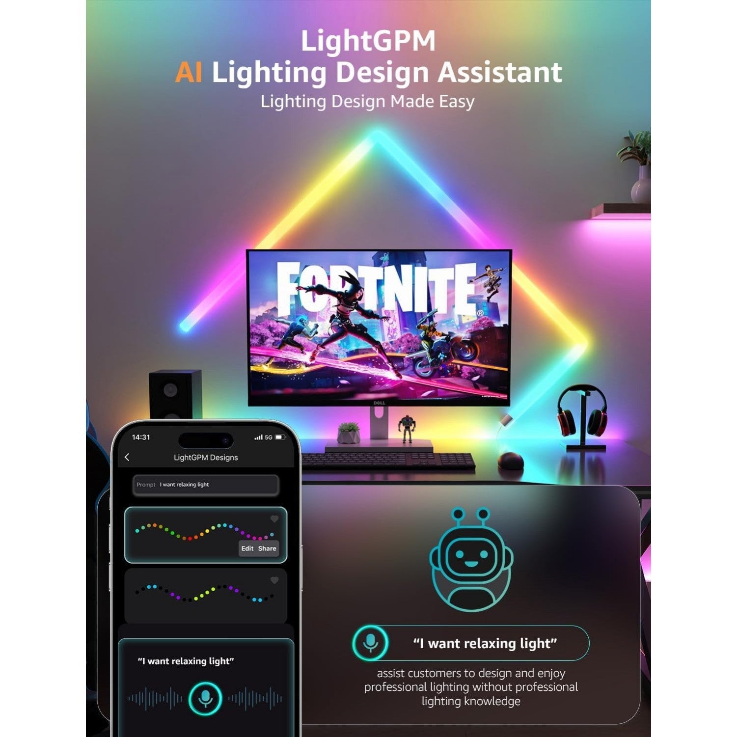 6 Pcs LEPRO WL1 Smart RGB Wall Light Bars AI Color Changing App Bluetooth