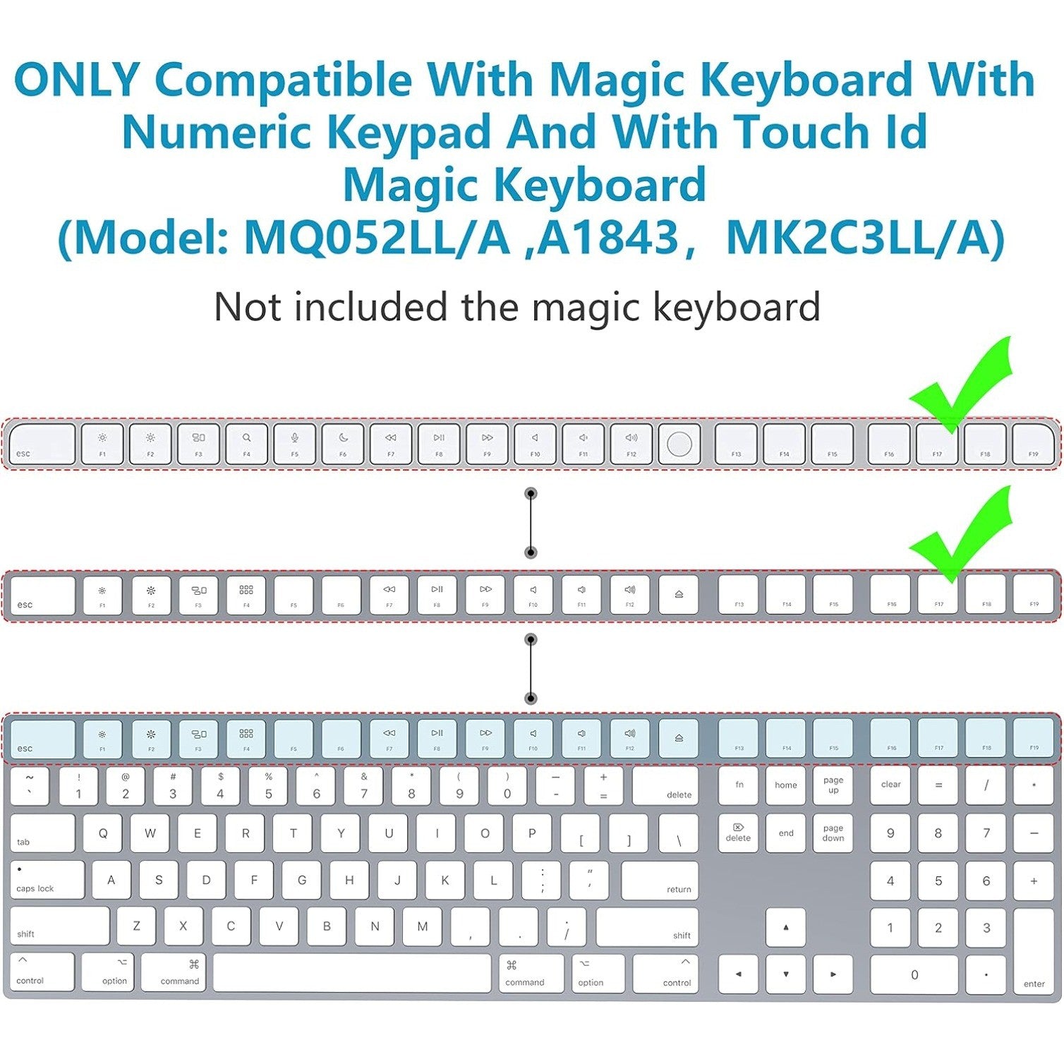 Keyboard Wrist Rest for Magic Keyboard 2 with Numeric Keypad(MQ052LL/A, A1843)