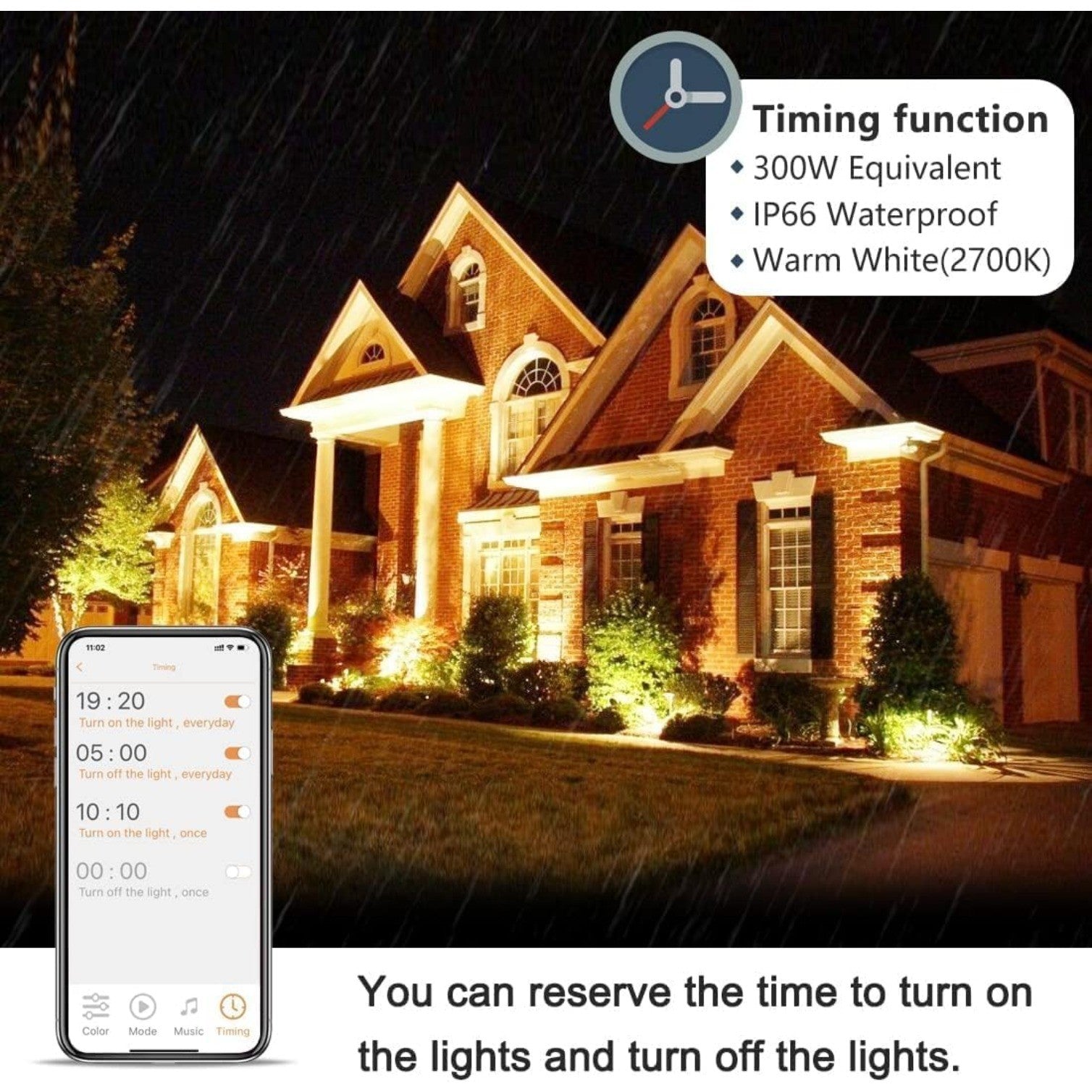 2 Pack Led Flood Light 30W,300W Equivalent 3000 LM Outdoor Color Changing Lights