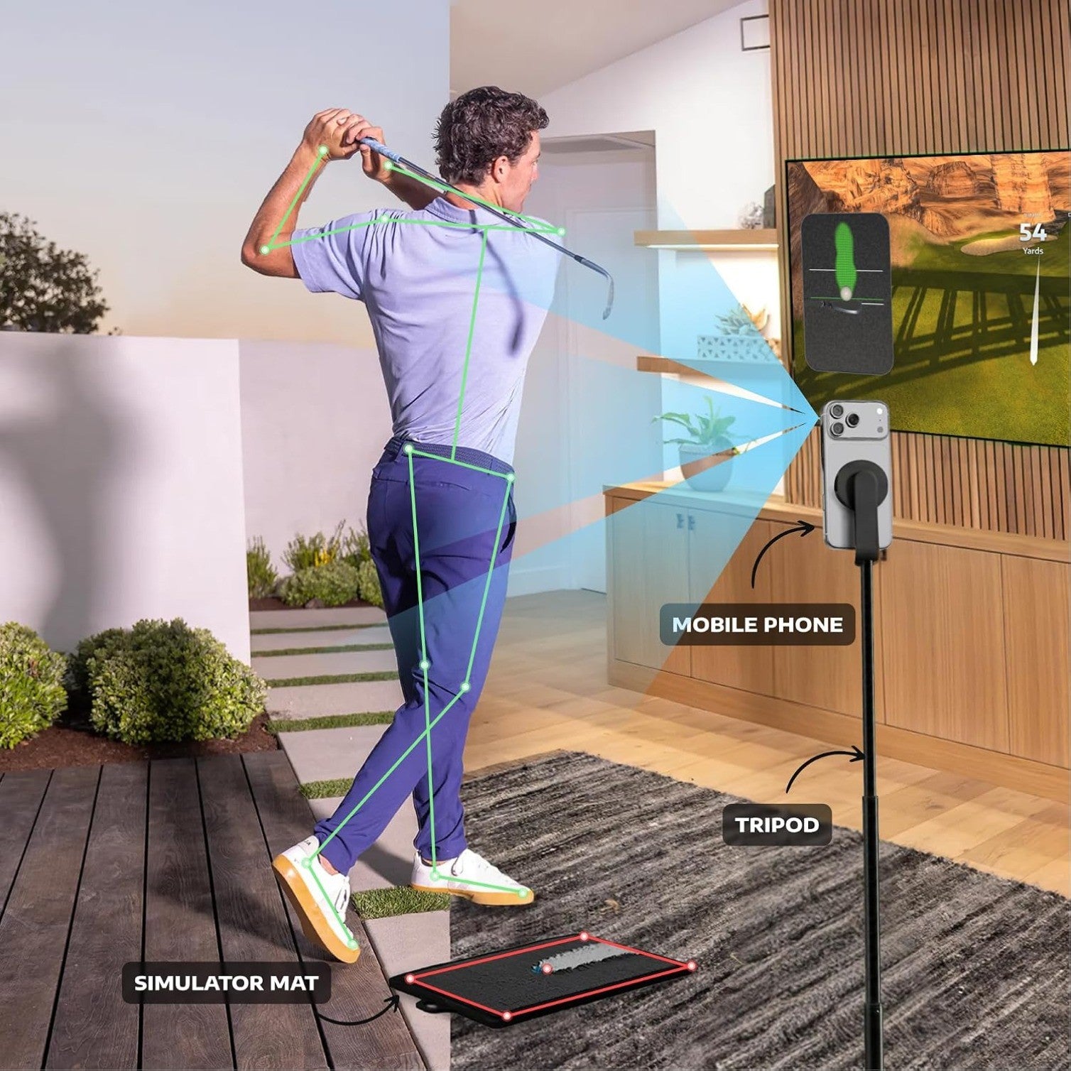 Golf at Home Simulator, AI Swing Analyzer & No Ball Practice,Real-Time Feedback