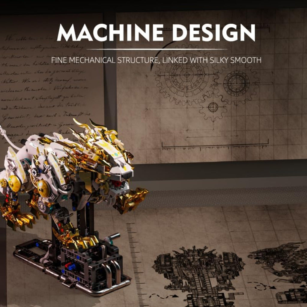 1073pcs Mechanical Lion Building Set,for Animal Building Kit w/Movable Gear