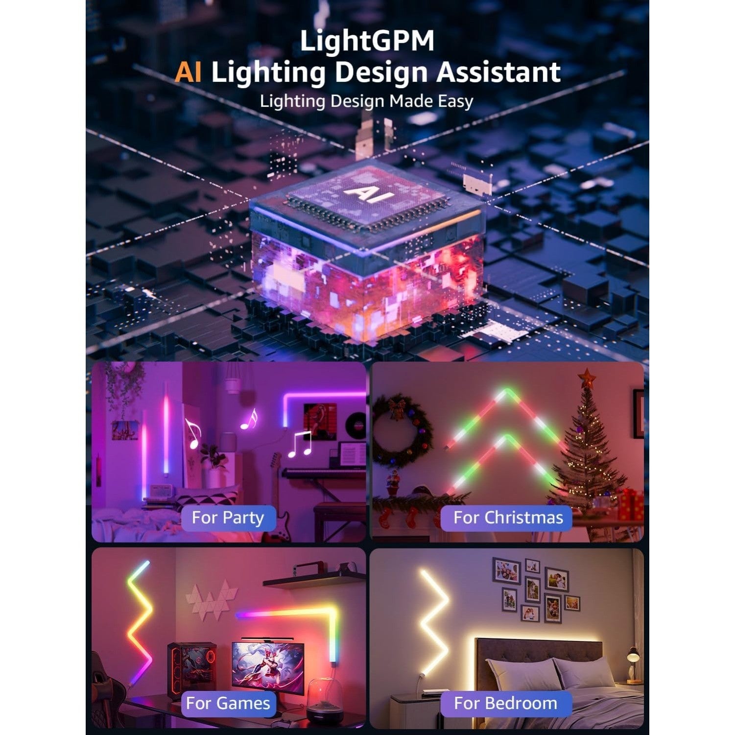 6 Pcs LEPRO WL1 Smart RGB Wall Light Bars AI Color Changing App Bluetooth