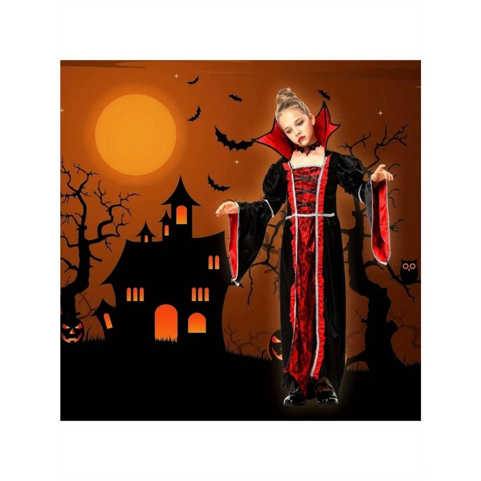 Royal Vampire Costume Girls - Deluxe Gothic Victorian Vampiress Halloween Party