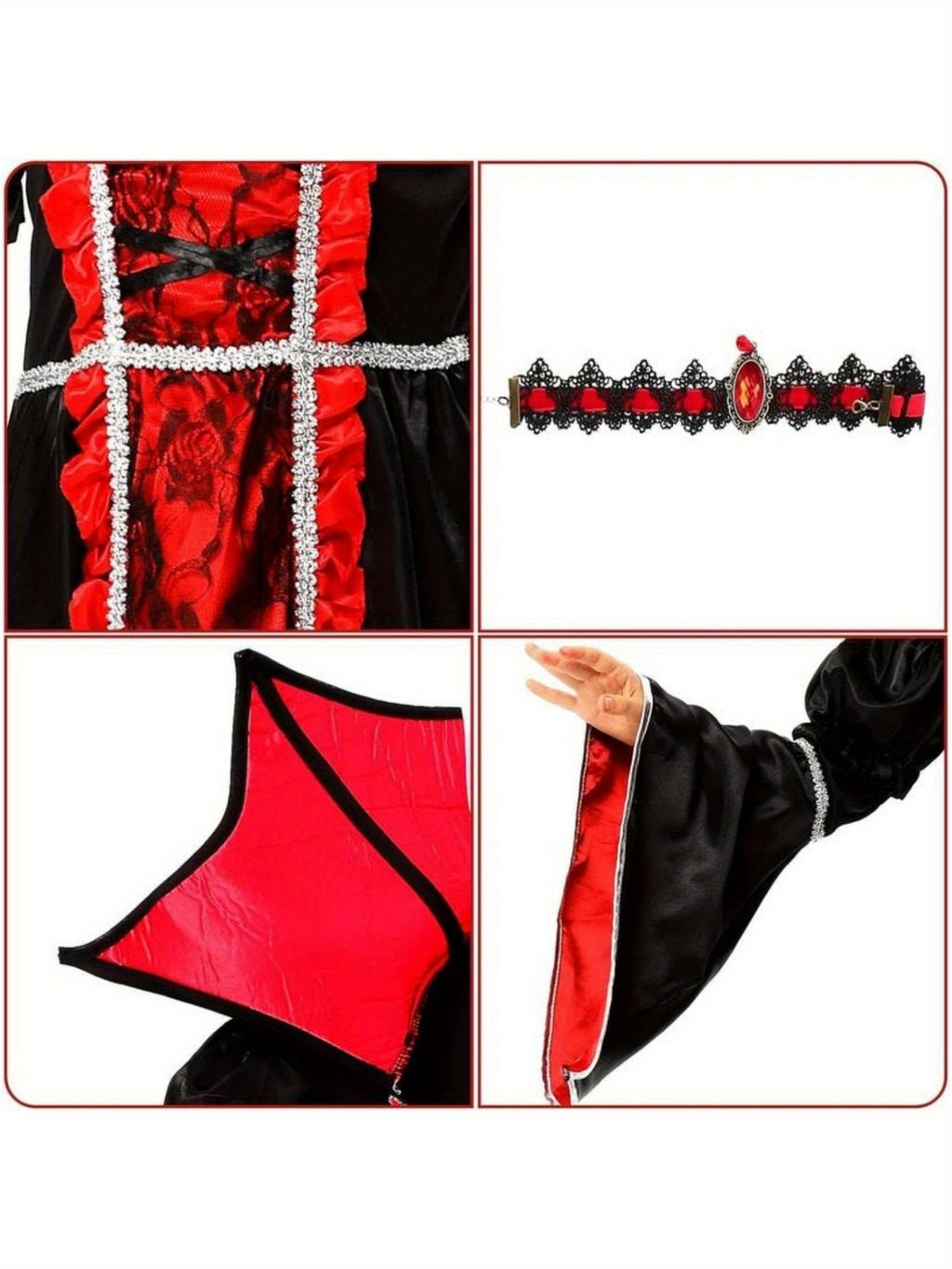 Royal Vampire Costume Girls - Deluxe Gothic Victorian Vampiress Halloween Party