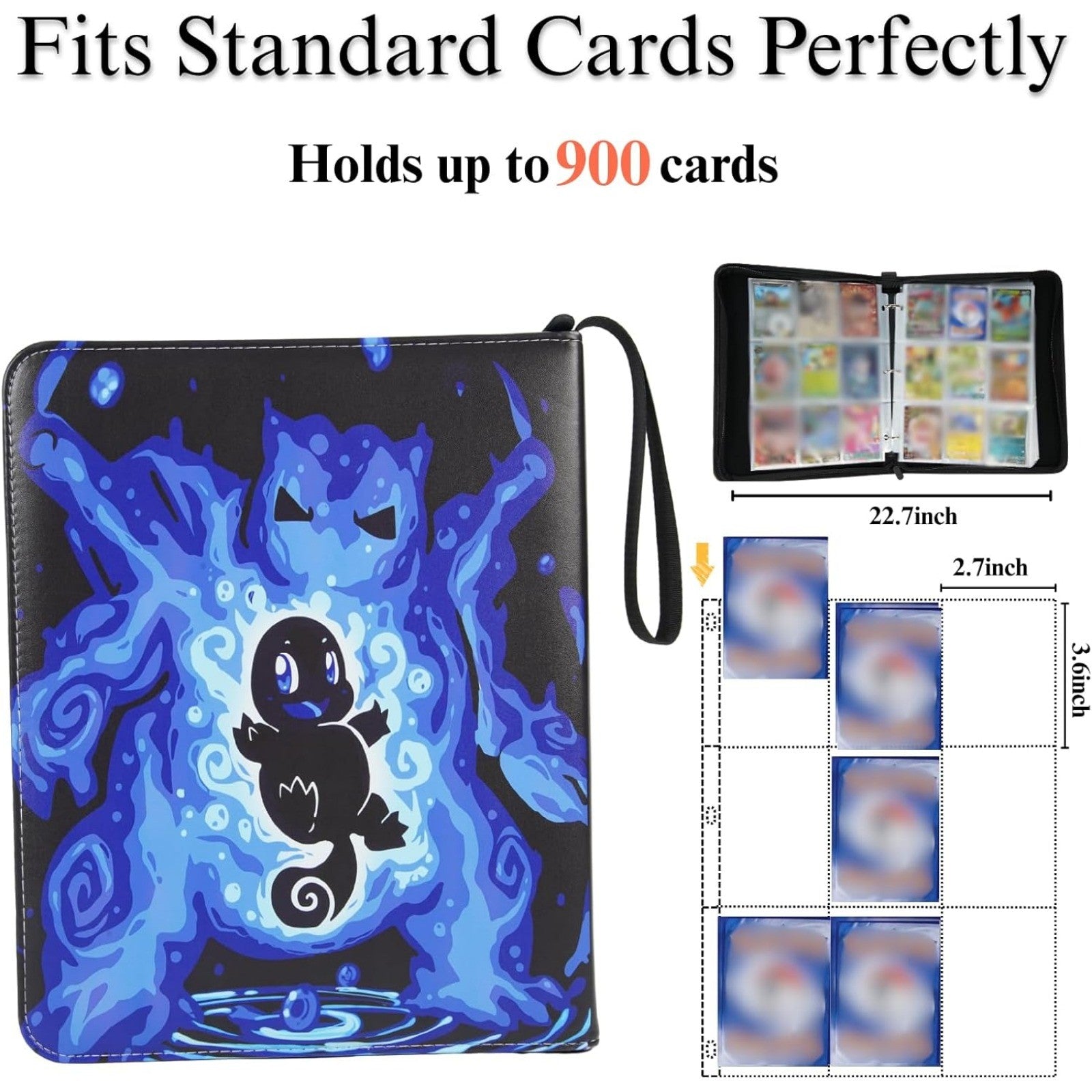 900 Cards Trading Sports Card Binder Holder Binder Albums with Zipper