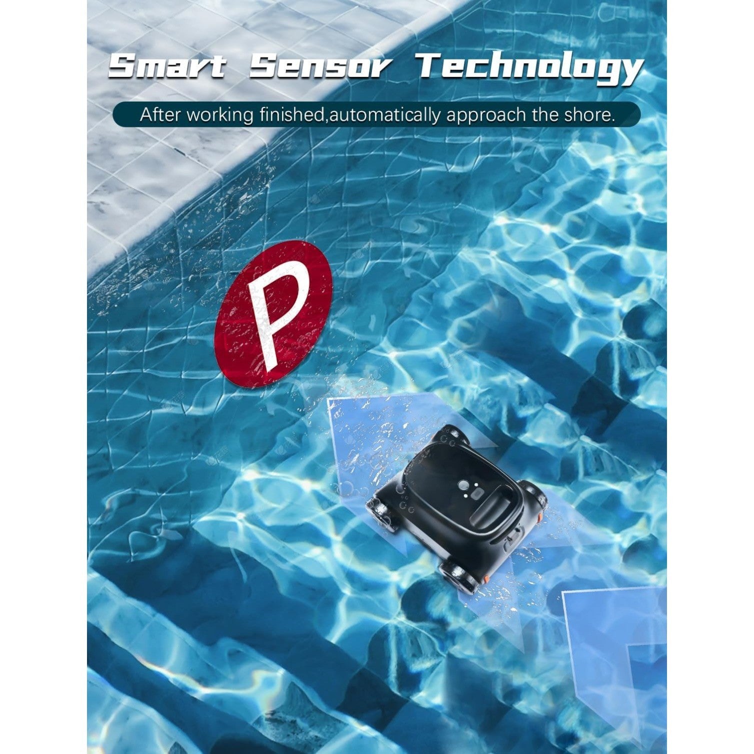 Cordless Robotic Pool Cleaner Lasts 180 Min for Above Pools, up to 2000 Sq.ft