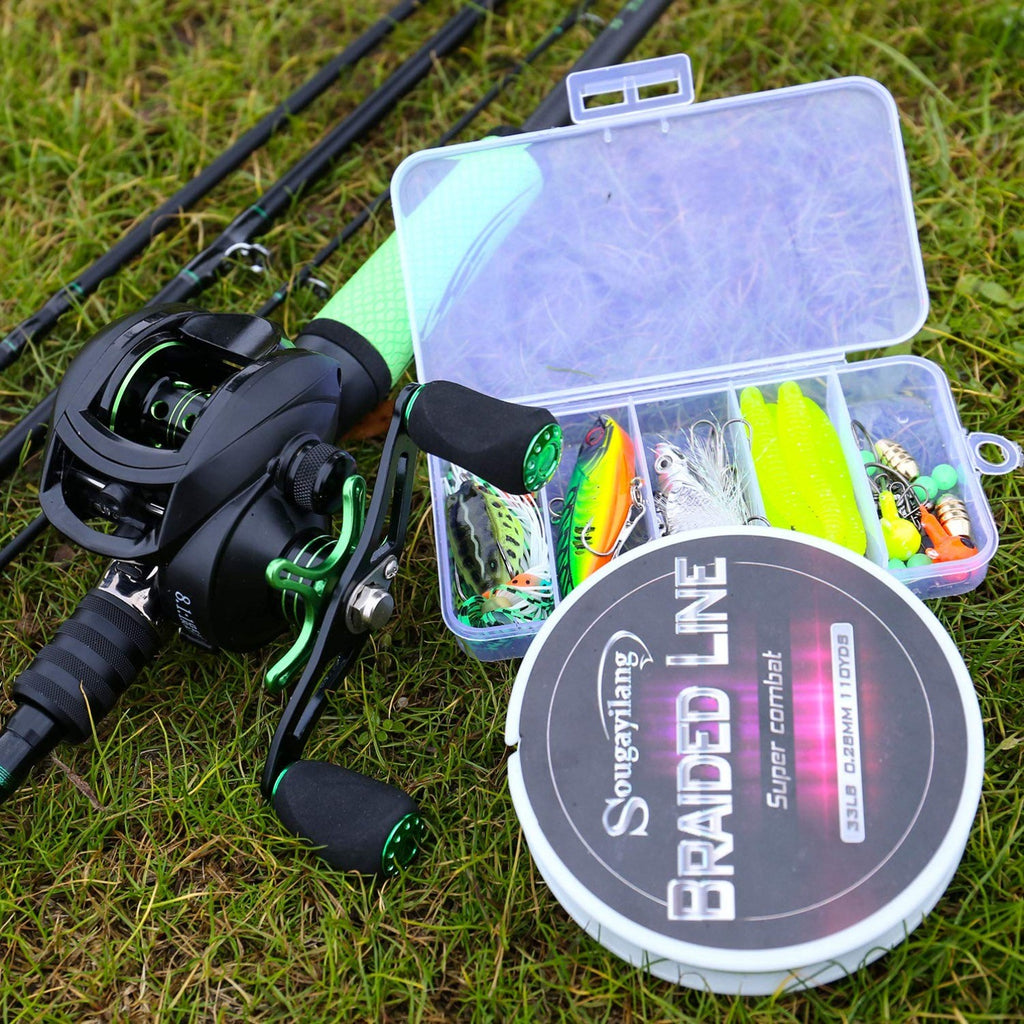 High Carbon 4 Pc Fishing Pole Fishing Reel -2.1M/6.89FT Casting Rod with Case