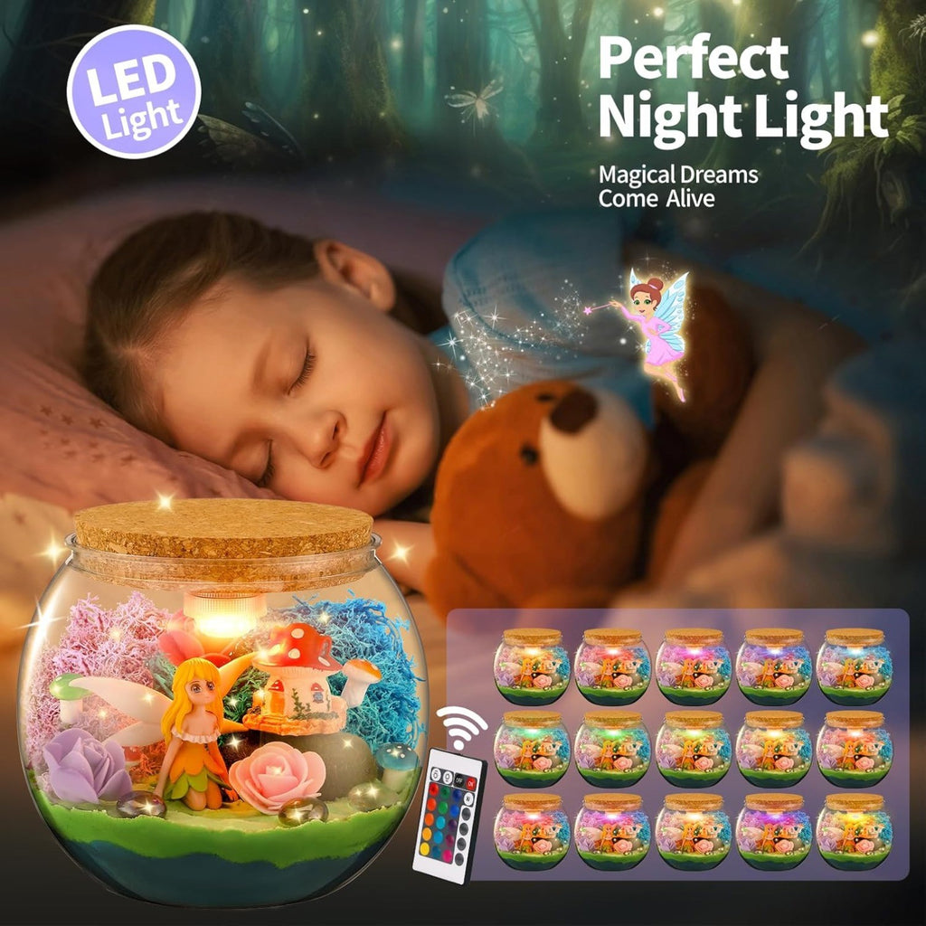 Fairy Garden Light Up Terrarium Kit for Kids, DIY Garden Crafts for Girls 8-12